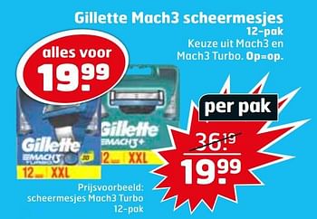 Aanbiedingen Scheermesjes mach3 turbo - Gillette - Geldig van 21/07/2020 tot 26/07/2020 bij Trekpleister