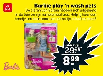 Aanbiedingen Barbie play `n wash pets - Mattel - Geldig van 21/07/2020 tot 26/07/2020 bij Trekpleister