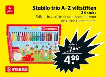Aanbiedingen Stabilo trio a-z viltstiften - Stabilo - Geldig van 21/07/2020 tot 26/07/2020 bij Trekpleister