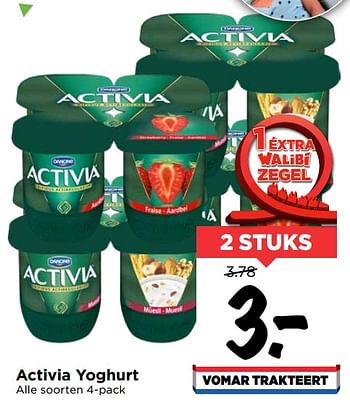 Aanbiedingen Activia yoghurt - Danone - Geldig van 19/07/2020 tot 25/07/2020 bij Vomar