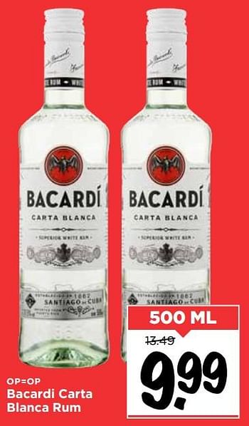 Aanbiedingen Bacardi carta blanca rum - Bacardi - Geldig van 19/07/2020 tot 25/07/2020 bij Vomar