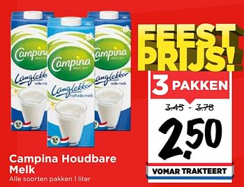 Aanbiedingen Campina houdbare melk - Campina - Geldig van 19/07/2020 tot 25/07/2020 bij Vomar