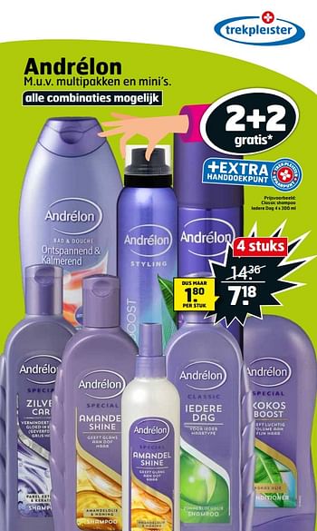 Aanbiedingen Classic shampoo iedere dag - Andrelon - Geldig van 21/07/2020 tot 26/07/2020 bij Trekpleister
