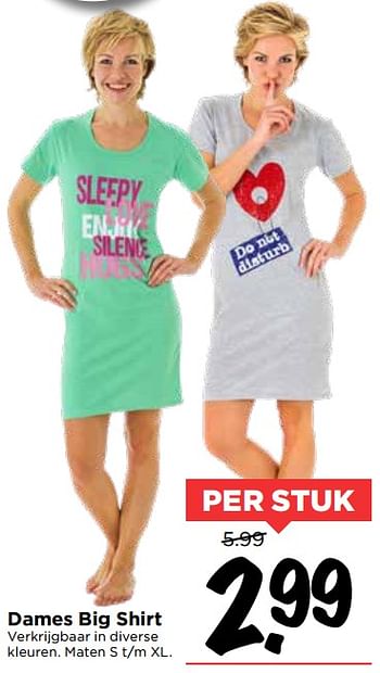 Aanbiedingen Dames big shirt - Huismerk Vomar - Geldig van 19/07/2020 tot 25/07/2020 bij Vomar