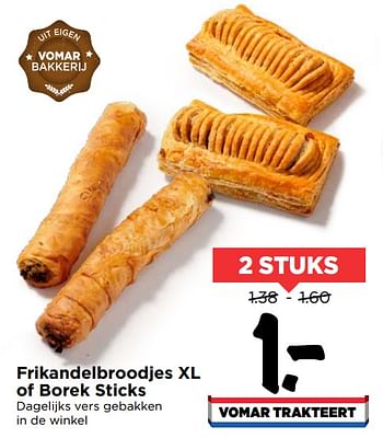 Aanbiedingen Frikandelbroodjes xl of borek sticks - Huismerk Vomar - Geldig van 19/07/2020 tot 25/07/2020 bij Vomar