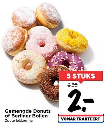 Aanbiedingen Gemengde donuts of berliner bollen - Huismerk Vomar - Geldig van 19/07/2020 tot 25/07/2020 bij Vomar