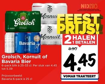 Aanbiedingen Grolsch, kornuit of bavaria bier - Huismerk Vomar - Geldig van 19/07/2020 tot 25/07/2020 bij Vomar