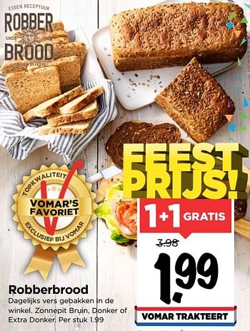 Aanbiedingen Robberbrood - Huismerk Vomar - Geldig van 19/07/2020 tot 25/07/2020 bij Vomar