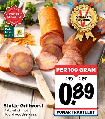 Aanbiedingen Stukje grillworst - Huismerk Vomar - Geldig van 19/07/2020 tot 25/07/2020 bij Vomar