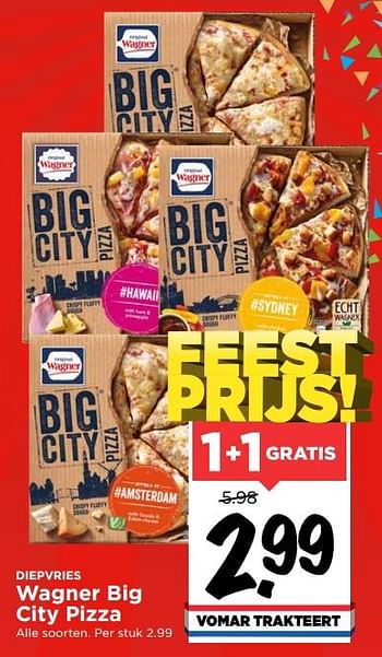 Aanbiedingen Wagner big city pizza - Original Wagner - Geldig van 19/07/2020 tot 25/07/2020 bij Vomar