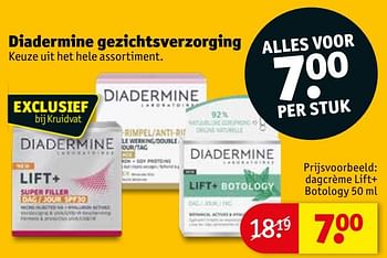 Aanbiedingen Dagcrème lift+ botology - Diadermine - Geldig van 21/07/2020 tot 02/08/2020 bij Kruidvat