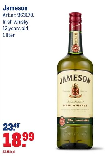 Aanbiedingen Jameson irish whisky 12 years old - Jameson - Geldig van 15/07/2020 tot 11/08/2020 bij Makro