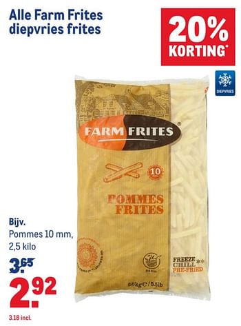 Aanbiedingen Alle farm frites diepvries frites pommes - FarmFrites - Geldig van 15/07/2020 tot 11/08/2020 bij Makro