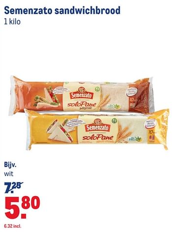 Aanbiedingen Semenzato sandwichbrood wit - Semenzato - Geldig van 15/07/2020 tot 11/08/2020 bij Makro