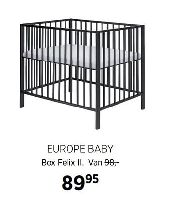 Aanbiedingen Europe baby box felix ii - Europe baby - Geldig van 21/07/2020 tot 17/08/2020 bij Babypark