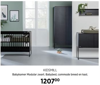 Aanbiedingen Kidsmill babykamer modular zwart. babybed - Kidsmill - Geldig van 21/07/2020 tot 17/08/2020 bij Babypark