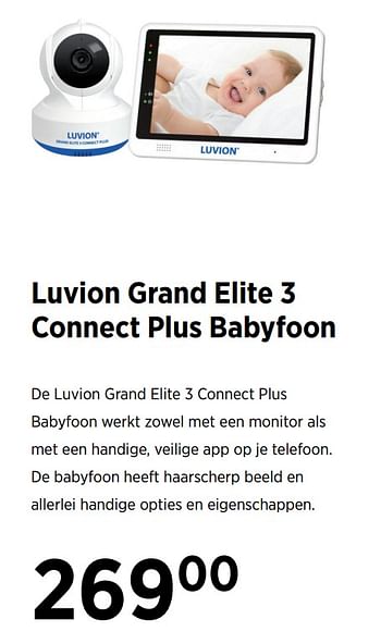 Aanbiedingen Luvion grand elite 3 connect plus babyfoon - Luvion - Geldig van 21/07/2020 tot 17/08/2020 bij Babypark