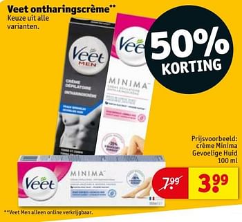 Aanbiedingen Crème minima gevoelige huid - Veet - Geldig van 21/07/2020 tot 02/08/2020 bij Kruidvat