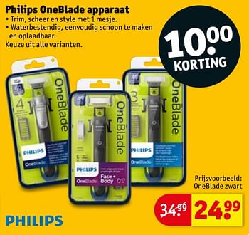 Aanbiedingen Oneblade zwart - Philips - Geldig van 21/07/2020 tot 02/08/2020 bij Kruidvat