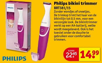 Aanbiedingen Philips bikini trimmer brt381-15 - Philips - Geldig van 21/07/2020 tot 02/08/2020 bij Kruidvat