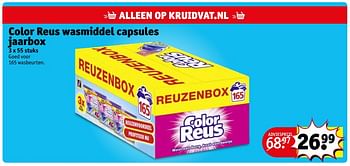 Aanbiedingen Color reus wasmiddel capsules jaarbox - Witte reus - Geldig van 21/07/2020 tot 02/08/2020 bij Kruidvat