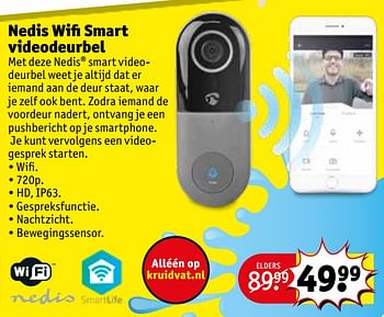 Aanbiedingen Nedis wifi smart videodeurbel - Nedis - Geldig van 21/07/2020 tot 02/08/2020 bij Kruidvat