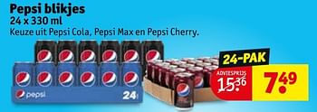 Aanbiedingen Pepsi blikjes - Pepsi - Geldig van 21/07/2020 tot 02/08/2020 bij Kruidvat