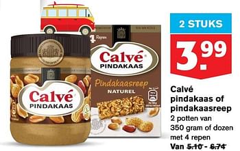 Aanbiedingen Calvé pindakaas of pindakaasreep - Calve - Geldig van 22/07/2020 tot 28/07/2020 bij Hoogvliet