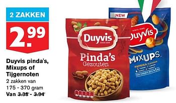 Aanbiedingen Duyvis pinda`s, mixups of tijgernoten - Duyvis - Geldig van 22/07/2020 tot 28/07/2020 bij Hoogvliet