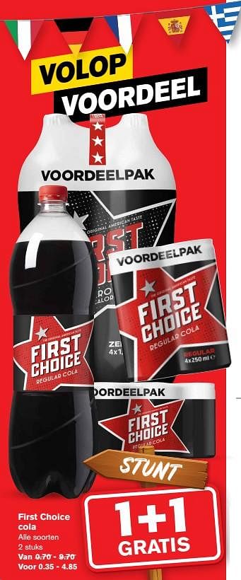 Aanbiedingen First choice cola - First choice - Geldig van 22/07/2020 tot 28/07/2020 bij Hoogvliet