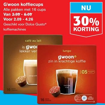 Aanbiedingen G`woon koffiecups - Gâ€™woon - Geldig van 22/07/2020 tot 28/07/2020 bij Hoogvliet