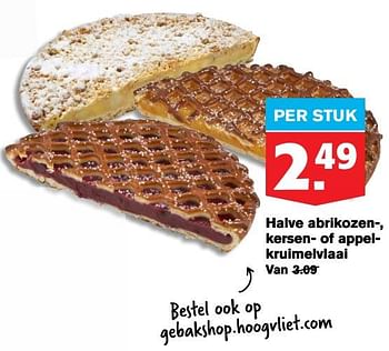 Aanbiedingen Halve abrikozen-, kersen- of appelkruimelvlaai - Huismerk - Hoogvliet - Geldig van 22/07/2020 tot 28/07/2020 bij Hoogvliet