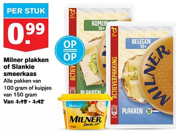 Aanbiedingen Milner plakken of slankie smeerkaas - Huismerk - Hoogvliet - Geldig van 22/07/2020 tot 28/07/2020 bij Hoogvliet