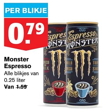 Aanbiedingen Monster espresso - Monster - Geldig van 22/07/2020 tot 28/07/2020 bij Hoogvliet