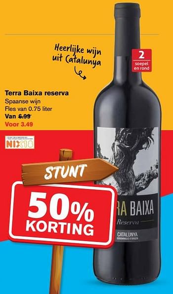 Aanbiedingen Terra baixa reserva spaanse wijn - Rode wijnen - Geldig van 22/07/2020 tot 28/07/2020 bij Hoogvliet