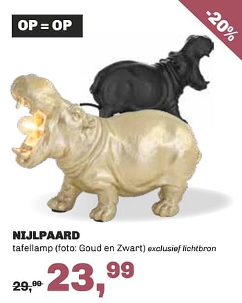 Aanbiedingen Nijlpaard tafellamp - Huismerk - Trendhopper - Geldig van 29/06/2020 tot 30/08/2020 bij Trendhopper