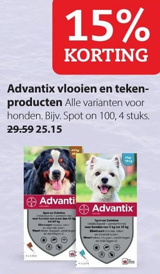 Aanbiedingen Advantix vlooien en teken producten - Advantix - Geldig van 20/07/2020 tot 02/08/2020 bij Boerenbond