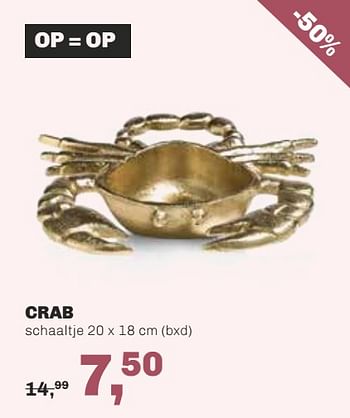 Aanbiedingen Crab schaaltje - Huismerk - Trendhopper - Geldig van 29/06/2020 tot 30/08/2020 bij Trendhopper