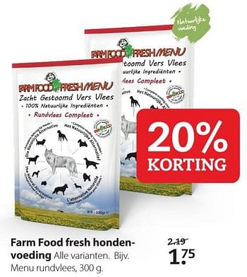 Aanbiedingen Farm food fresh honden voeding - Farm Food - Geldig van 20/07/2020 tot 02/08/2020 bij Boerenbond
