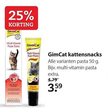 Aanbiedingen Gimcat kattensnacks multi-vitamin pasta extra - Gim Cat - Geldig van 20/07/2020 tot 02/08/2020 bij Boerenbond