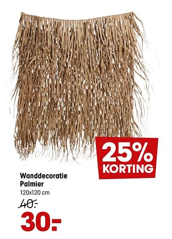 Aanbiedingen Wanddecoratie palmier - Huismerk - Kwantum - Geldig van 03/08/2020 tot 16/08/2020 bij Kwantum
