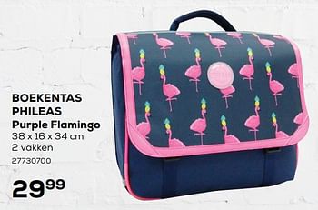 Aanbiedingen Boekentas phileas purple flamingo - Huismerk - Supra Bazar - Geldig van 07/08/2020 tot 15/09/2020 bij Supra Bazar