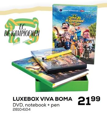 Aanbiedingen Luxebox viva boma dvd, notebook + pen - Huismerk - Supra Bazar - Geldig van 07/08/2020 tot 15/09/2020 bij Supra Bazar