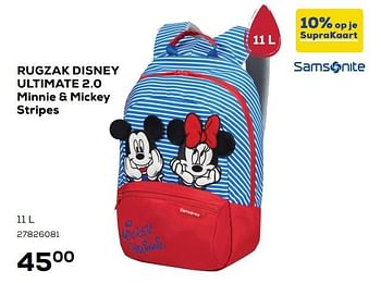 Aanbiedingen Rugzak disney ultimate 2.0 minnie + mickey stripes - Samsonlte - Geldig van 07/08/2020 tot 15/09/2020 bij Supra Bazar