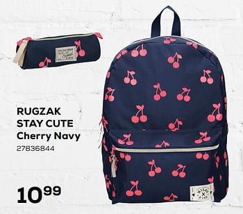 Aanbiedingen Rugzak stay cute cherry navy - Huismerk - Supra Bazar - Geldig van 07/08/2020 tot 15/09/2020 bij Supra Bazar