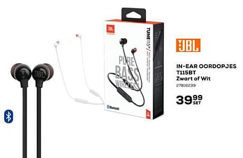 Aanbiedingen Jbl in-ear oordopjes t115bt zwart of wit - JBL - Geldig van 07/08/2020 tot 15/09/2020 bij Supra Bazar