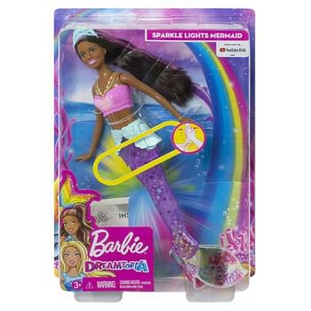 Aanbiedingen Barbie Dreamtopia zwemmende zeemeermin brunette - Barbie - Geldig van 08/08/2020 tot 06/09/2020 bij ToyChamp