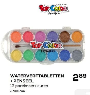Aanbiedingen Waterverftabletten + penseel - Toy Color - Geldig van 07/08/2020 tot 15/09/2020 bij Supra Bazar