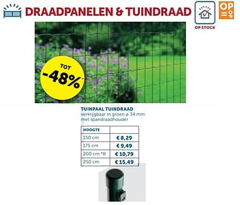 Aanbiedingen Draadpanelen + tuindraad tuinpaal tuindraad - Geldig van 18/08/2020 tot 21/09/2020 bij Zelfbouwmarkt