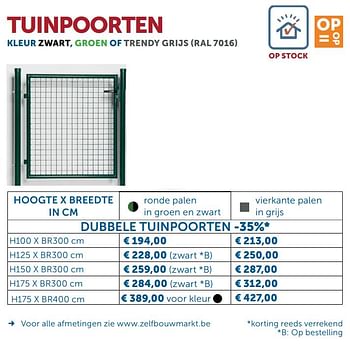 Aanbiedingen Tuinpoorten dubbele tuinpoorten - Geldig van 18/08/2020 tot 21/09/2020 bij Zelfbouwmarkt